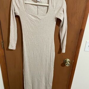 Old Navy Long Sleeve Scoop Neck Maxi Dress - Beige